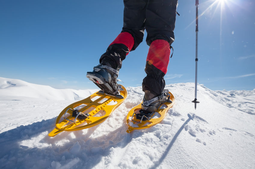 Schneeschuhwanderer mit Gamaschen